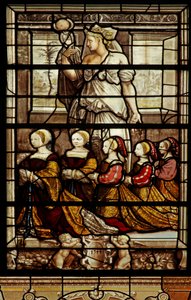 Şapel kuzey penceresi: Anne de Montmorency kızları ile St Agatha by French School