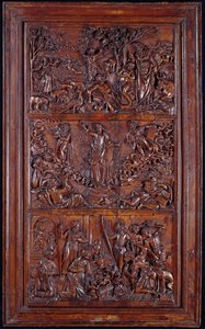 The Credo, Panel I: The Creation of the World, Transfiguration, Müjde ve Doğuş, 1587 (ahşap) (ayrıca bkz. 414037-9)