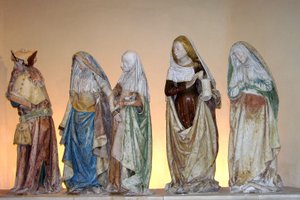 Entombment, 1490 (boyalı taş) (detay) by French School