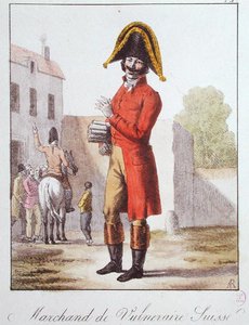 Faltrank Satıcısı, c.1830-40 (renkli gravür) by French School