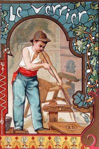 Glassblower, c.1899 (renkli taş) by French School