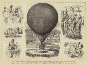 Tuileries'deki Büyük Tutsak Balon, Paris (gravür) by French School