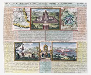 Büyük Tapınak, Meksika ve çevresinin haritaları (renkli gravür) by French School