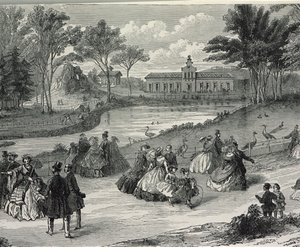 Jardin dAcclimatation, Paris, 1855 (bw gravür) by French School