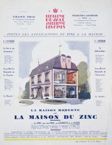 Modern Ev bir Çinko Evdir, LArt Menager dergisinin Mayıs 1927 reklamı by French School