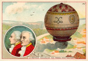 Montgolfier Brothers ilk balon tırmanışı by French School