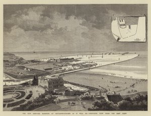 Boulogne-sur-Mer'deki Yeni Derin Deniz Limanı olacağı gibi, Doğu Uçurumdan Kuş Bakışı (gravür) by French School