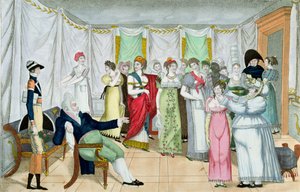 Paris Sultanı veya Fahişelerin Seçimi, 19. yüzyılın başları (el boyaması gravür) by French School