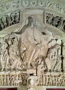 Pentekost, merkezi portalın kulak zarından, c.1120 by French School