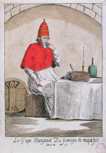 Papa, Rokfor peyniri yiyor, 1791 by French School