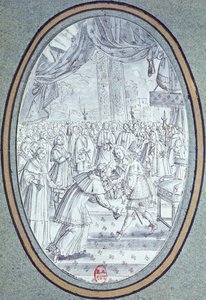 ಲೂಯಿಸ್ XIV (1638-1715) 29 ಜುಲೈ 1664 ಟರ್ಕ್‌ನಿಂದ ಕಾರ್ಡಿನಲ್ ಫ್ಲೇವಿಯೊ ಚಿಗಿ (1631-93) ಸ್ವಾಗತ by French School
