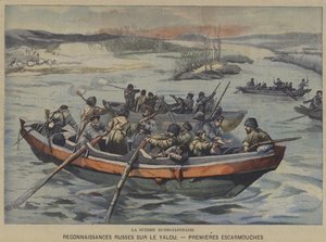 Rus-Japon Savaşı: Rusya'nın Yalu Nehri'ndeki keşifleri sırasındaki ilk çatışmalar (renkli taş) by French School