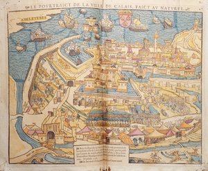 Calais Kuşatması, 1558 (renkli gravür) by French School