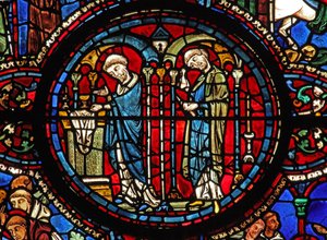 St Lubin penceresi: Komünyon: şarap - Eucharist'te (w45) by French School
