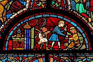 St Lubin penceresi: bağışçılar - şarap üreticileri (w45) by French School