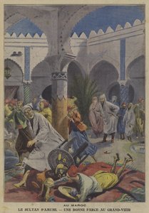 Fas Sultanı sadrazamına şaka yaparak eğleniyor (renkli taş) by French School