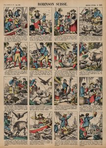 İsviçreli Robinson Ailesi (renkli gravür) by French School