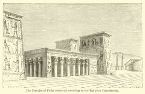Mısır Komisyonuna göre restore edilmiş Philae Tapınakları (gravür) by French School