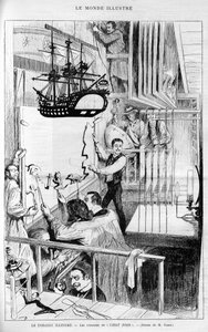 Tiyatro şunu gösteriyor: “Chat noir”in perde arkası. Gravür “Le monde şanlı”, “” 1888. by French School