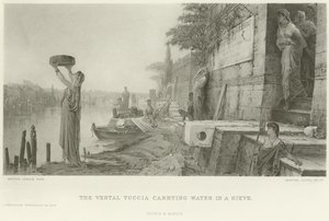 Bir elek içinde su taşıyan Vestal Tuccia (gravür) by French School