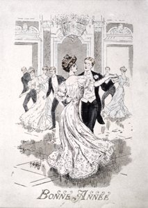 Vals, Fransız Yeni Yıl kartı, 19. yüzyılın sonlarında by French School