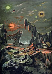 Dört Ay ve Dört Güneşin Dünyası, Camille Flammarion (1842-1925) 1881 tarafından yazılmış Astronomie Populaire