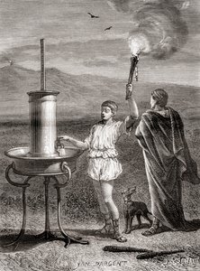 Aeneas tarafından bir mesaj göndermek için kullanılan antik Yunan hidrolik semafor sistemi, MÖ 4. yüzyıl, Les Merveilles de la Science