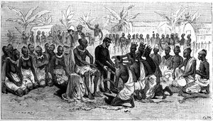 Kongo kıyılarının şefleri, topraklarını terk ettiklerinin işareti olarak, kaşif Pierre Savorgnan de Brazza