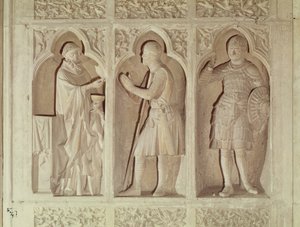Bir şövalye cemaati, nefin batı ucundan detay, 1245-57 by French School