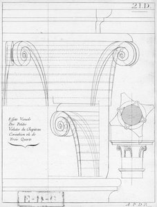 Korint başkenti, geometri üzerine bir kitaptan örnek, 18. veya 19. yüzyıl, yayınlanmış Avec Privilege du Roy et E.. du Gouvernement by French School