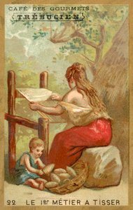 İlk dokuma tezgahı (chromolitho) by French School
