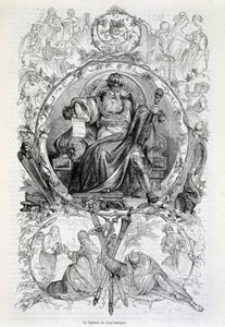 Charlemagne efsanesi, gravür by French School