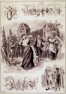 Ana resim sahneyi tasvir ediyor: “Bir gözyaşı duyuldu, ardından ayrı darbeler geldi. Françoise, bir titremeyle titreyerek ellerini kulaklarına götürdü.””, Emile Zola