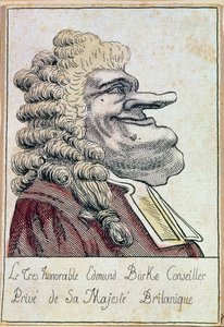 Çok onurlu Edmund Burke, Majestelerinin özel danışmanı, İngiliz kralı, Fransız karikatürü, c.1790 by French School