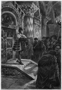 Tiyatro gösterimi: Victor Hugo (1802-1885), 4. perde sahne 4. Paris, Comedie Francaise tarafından “” Hernani” by French School
