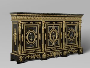 Üç kapılı dolap, c.1835-38 (bronzlu yaldızlı ahşap) by French School