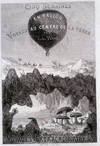 Başlık sayfası: “Balonda Beş Hafta” ve “Dünyanın Merkezine Yolculuk”” Jules Verne, sd. Hetzel