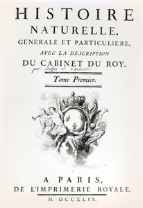 Doğal, Genel ve Özel Tarihin Başlık Sayfası, Buffon, Paris, 1749 by French School