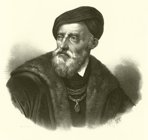 Tiziano Vecelli veya Tiziano Vecellio, İngilizce olarak Titian olarak bilinir, portre (gravür) by French School