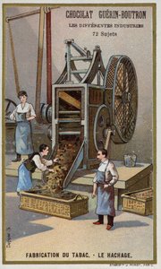 Tütün üretimi. Parçalama yaprakları (chromolitho) by French School