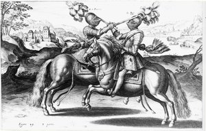 Henri IV (1553-1610) ve Antoine de Pluvinel (1555-1620) arasındaki turnuva sahnesi by French School
