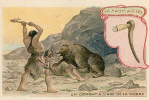 Bir çakmaktaşı balta resmine sahip ticaret kartı by French School