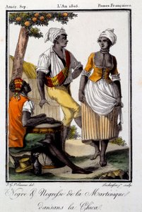 Geleneksel dans: Martinik dans eden chica sakinleri. 1805 tarihli gravür. Chartres, Güzel Sanatlar Müzesi by French School