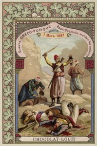 Yunan cesetlerini kesen Türk Bashi-bazoukları, Akrotiri, Girit, Yunan-Türk Savaşı, 7 Mart 1897 by French School