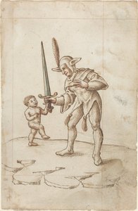 Turn aside the Sharp Sword [fol. 44 recto], c.1512-1515 (serilmiş kağıt üzerine suluboya ile kalem ve kahverengi mürekkep) by French School