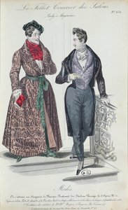 İki Zarif Genç Adam, 1835 (renkli gravür) by French School