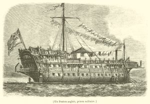 Bir İngiliz dubası, bir askeri hapishane (gravür) by French School