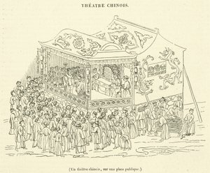 Bir halk meydanında bir Çin tiyatrosu (gravür) by French School