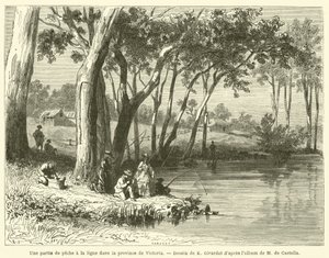 Victoria Eyaletinde olta balıkçılığı (gravür) by French School