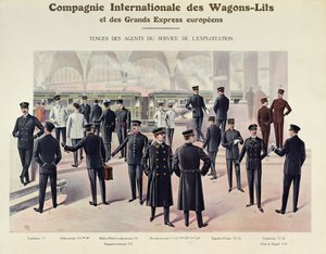 Compagnie des Wagons-Lits çalışanları için üniformalar, c.1910 by French School